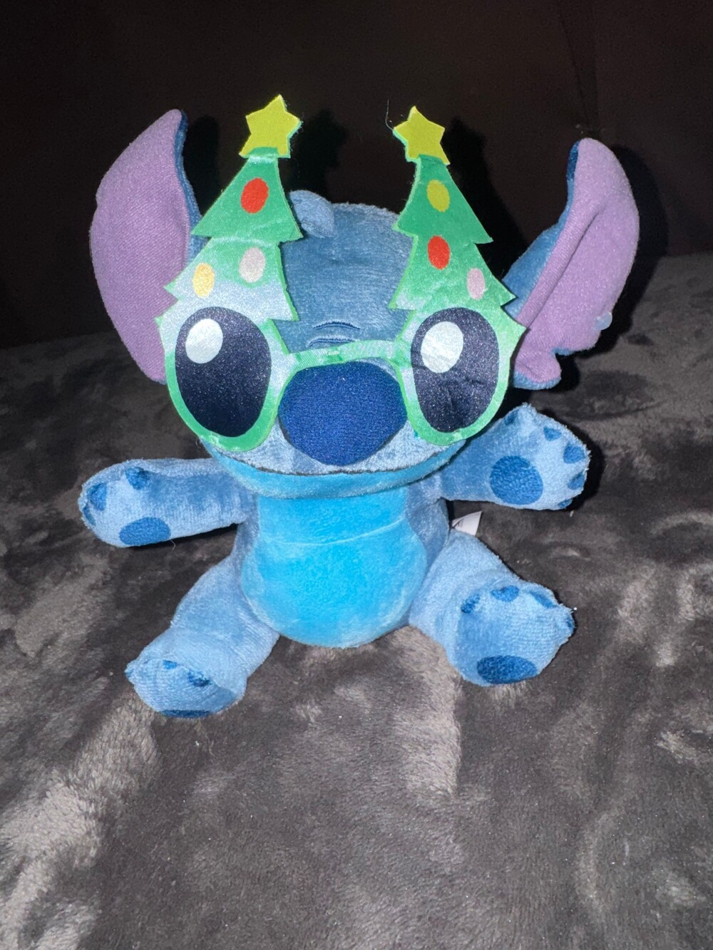 Disney Stitch Plush Toy Blue Polyester Christmas Tree Glasses